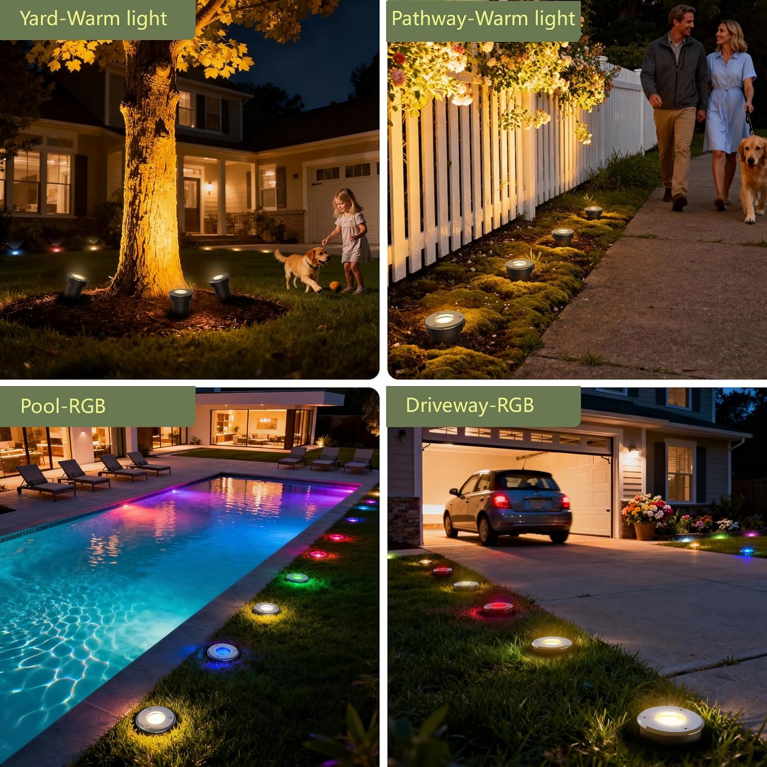 In-Ground Lights with Remote Control, RGB Modes
