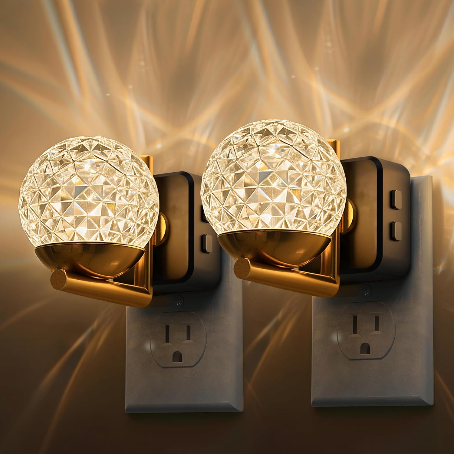 Night Light Honeycomb Sphere, 1W RGB, 2-Pack, Plug-in Dusk to Dawn