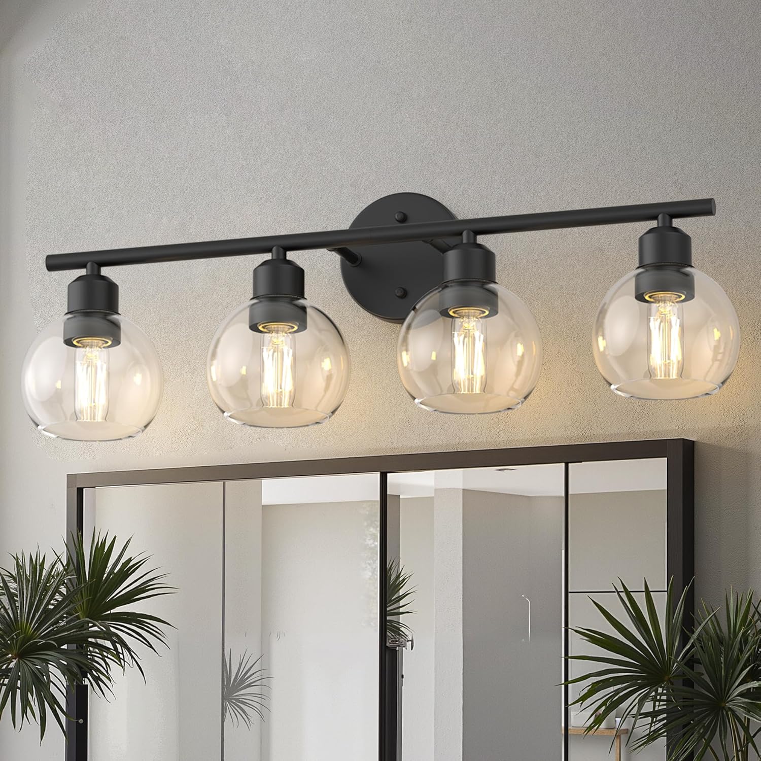 Vanity Light Fixtures with Clear Globe Glass Shades