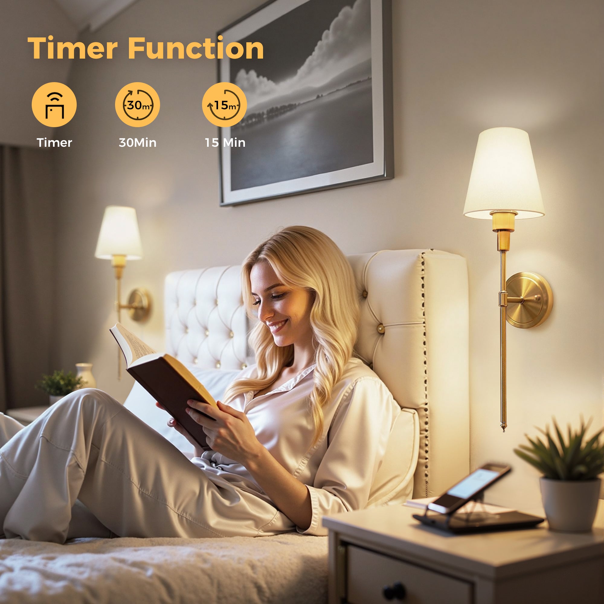 Wall Sconce Battery Operated, Gold with 15 Color Modes