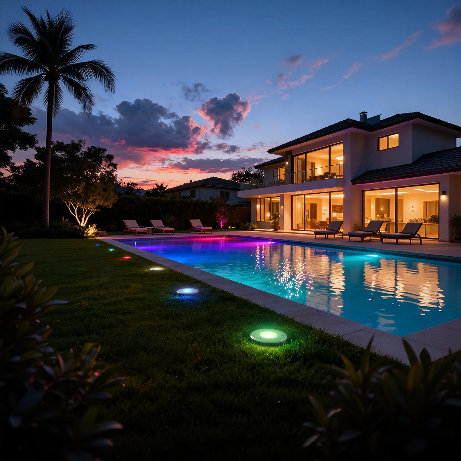 In-Ground Lights with Remote Control, RGB Modes