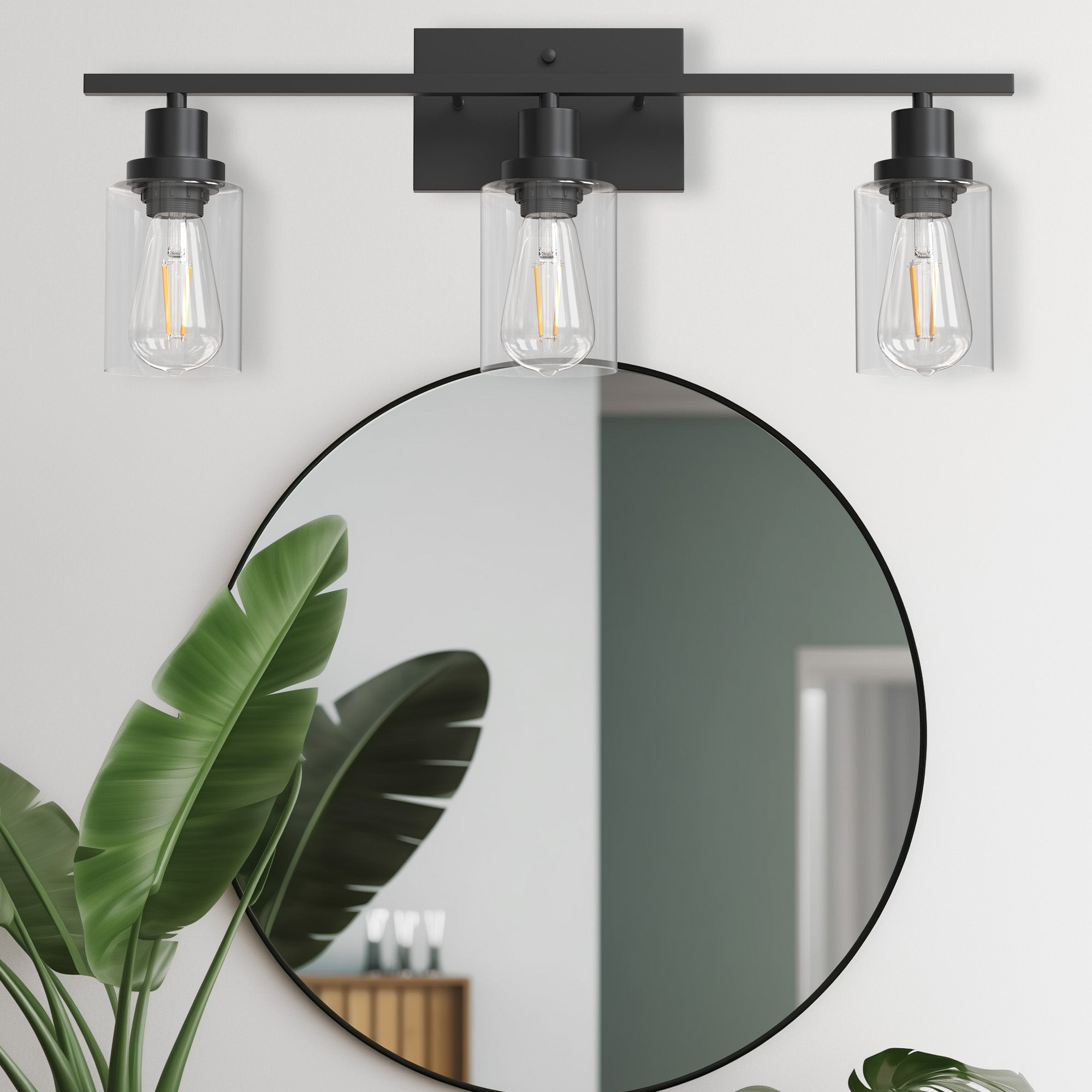 3-Light Bath Vanity Light with Accents and Clear Glass
