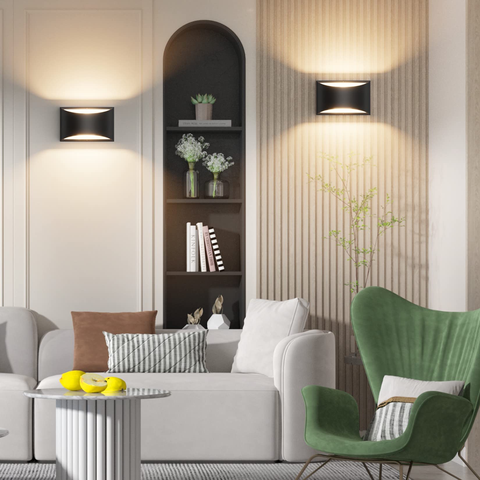 Black Modern Lantern Wall Sconce, Up and Down