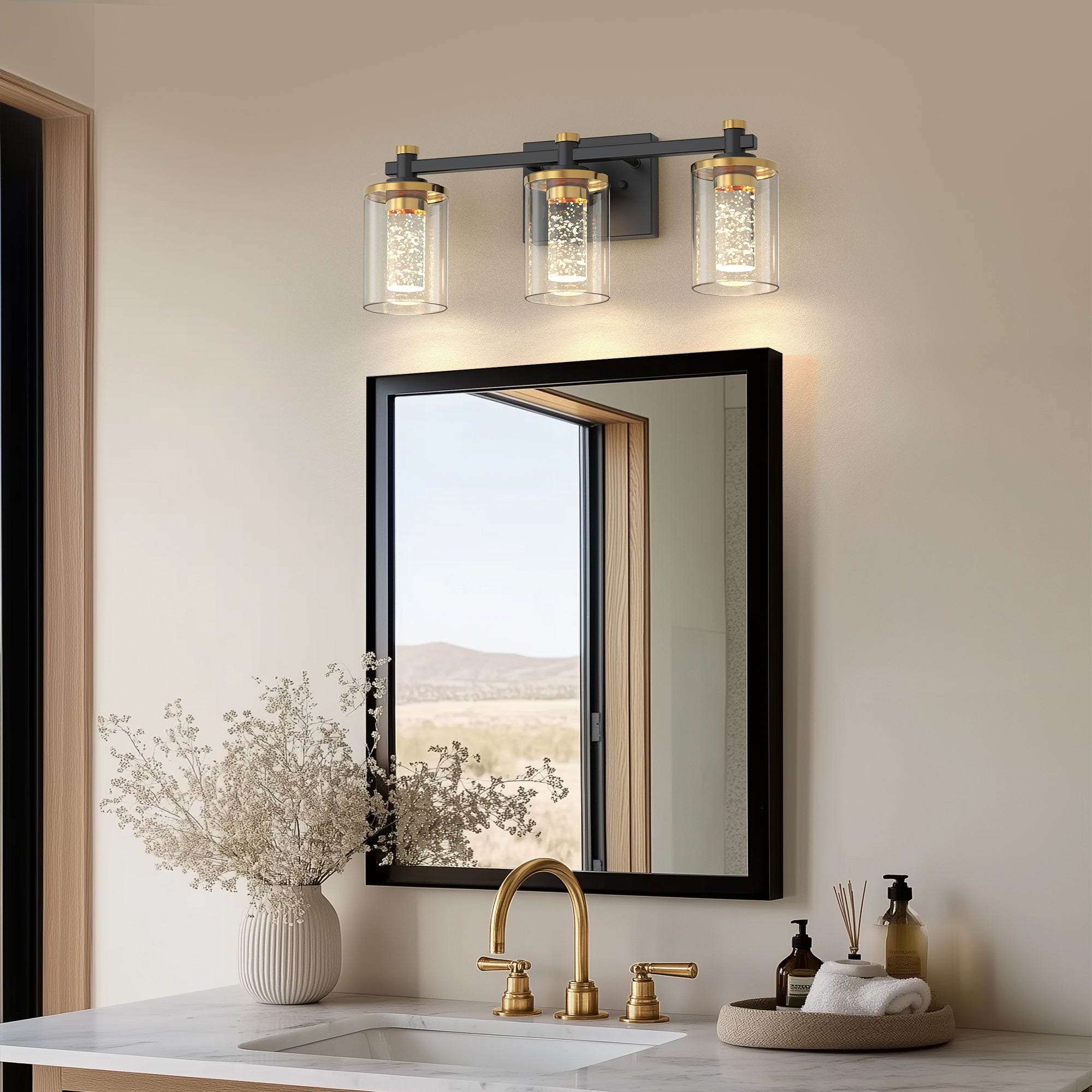 Vanity Light, Black and Gold