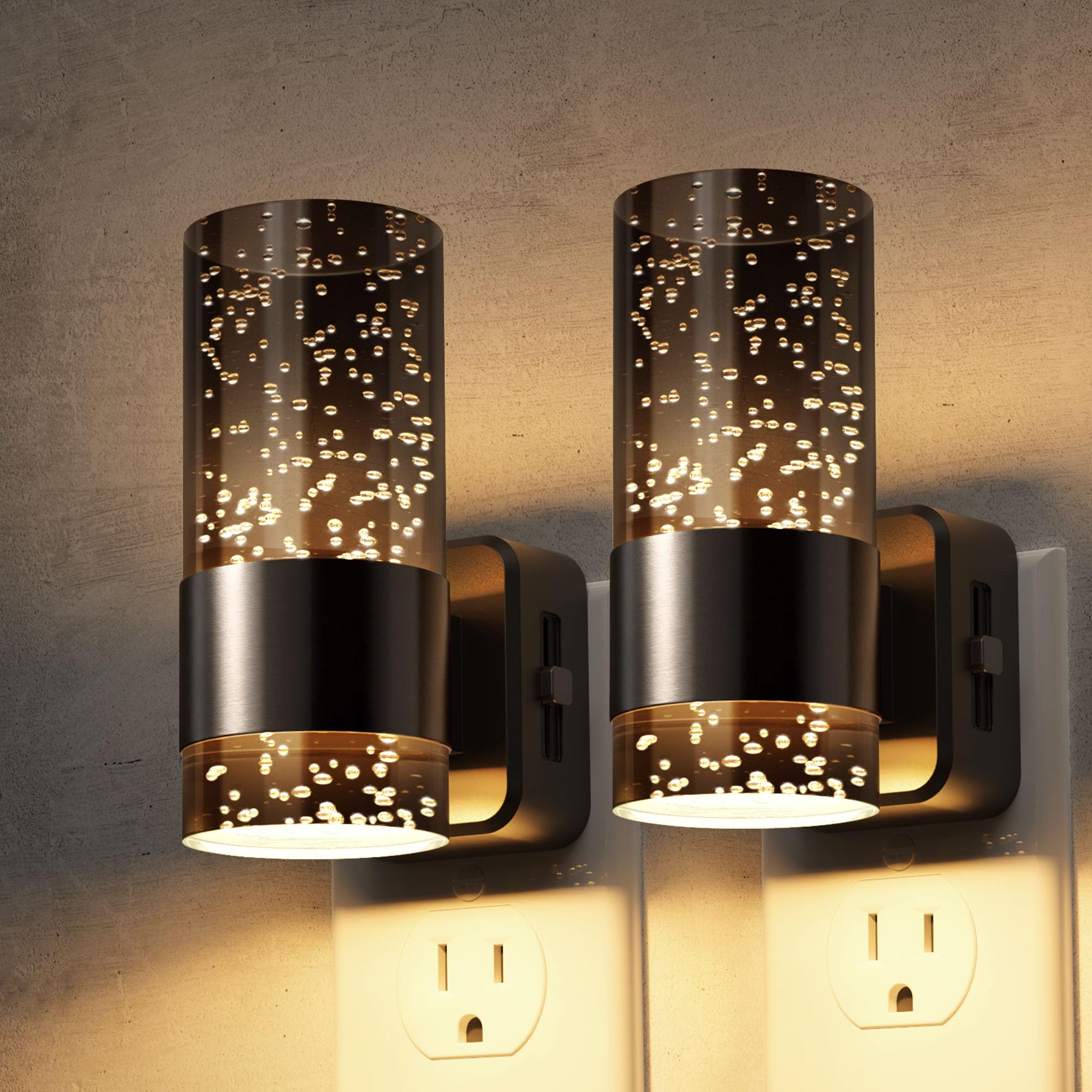 L LOHAS LED 2 Pack Gradient Black Acrylic Bubble Night Lights