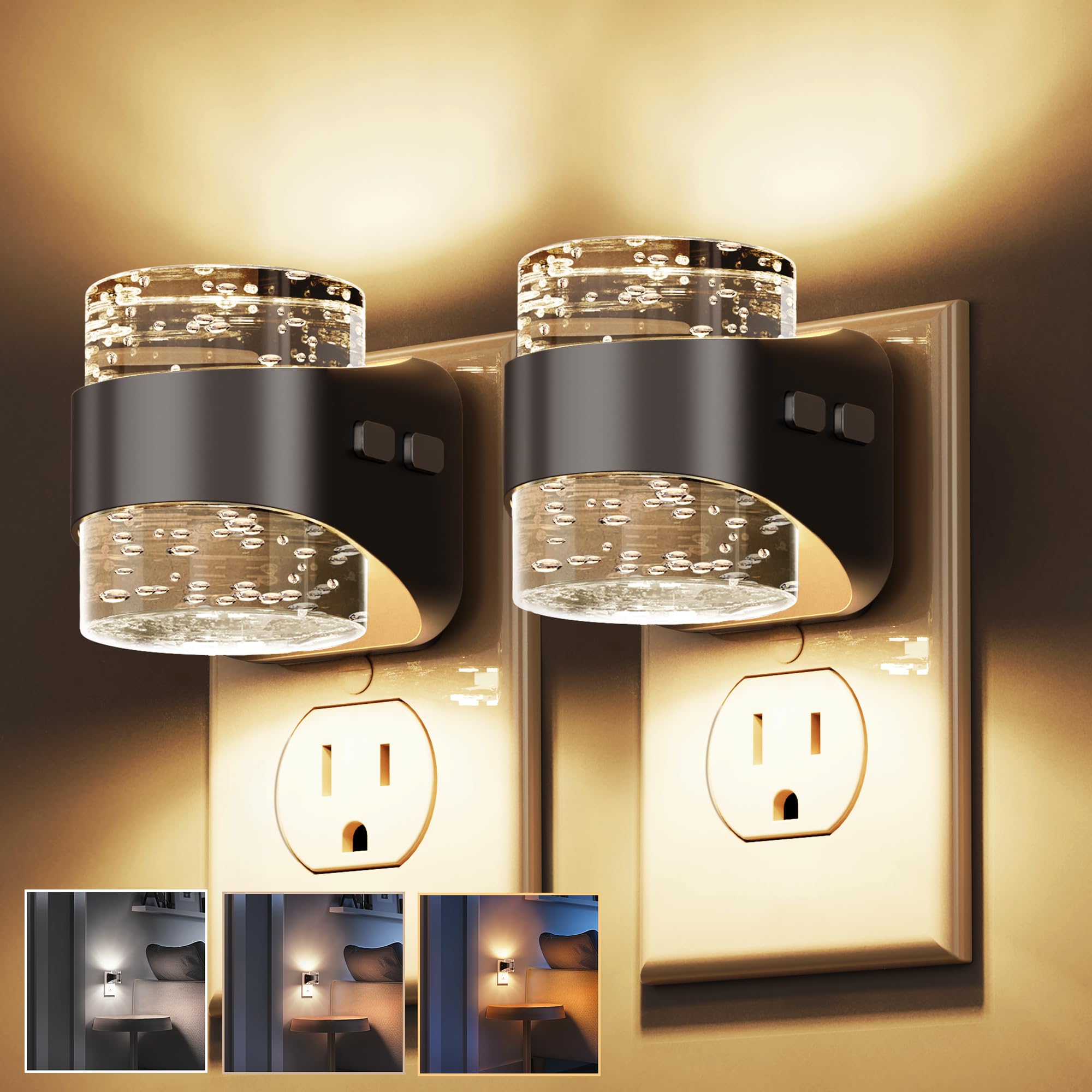 L LOHAS LED 3CCT Adjustable Bubble Night Lights Plug into Wall