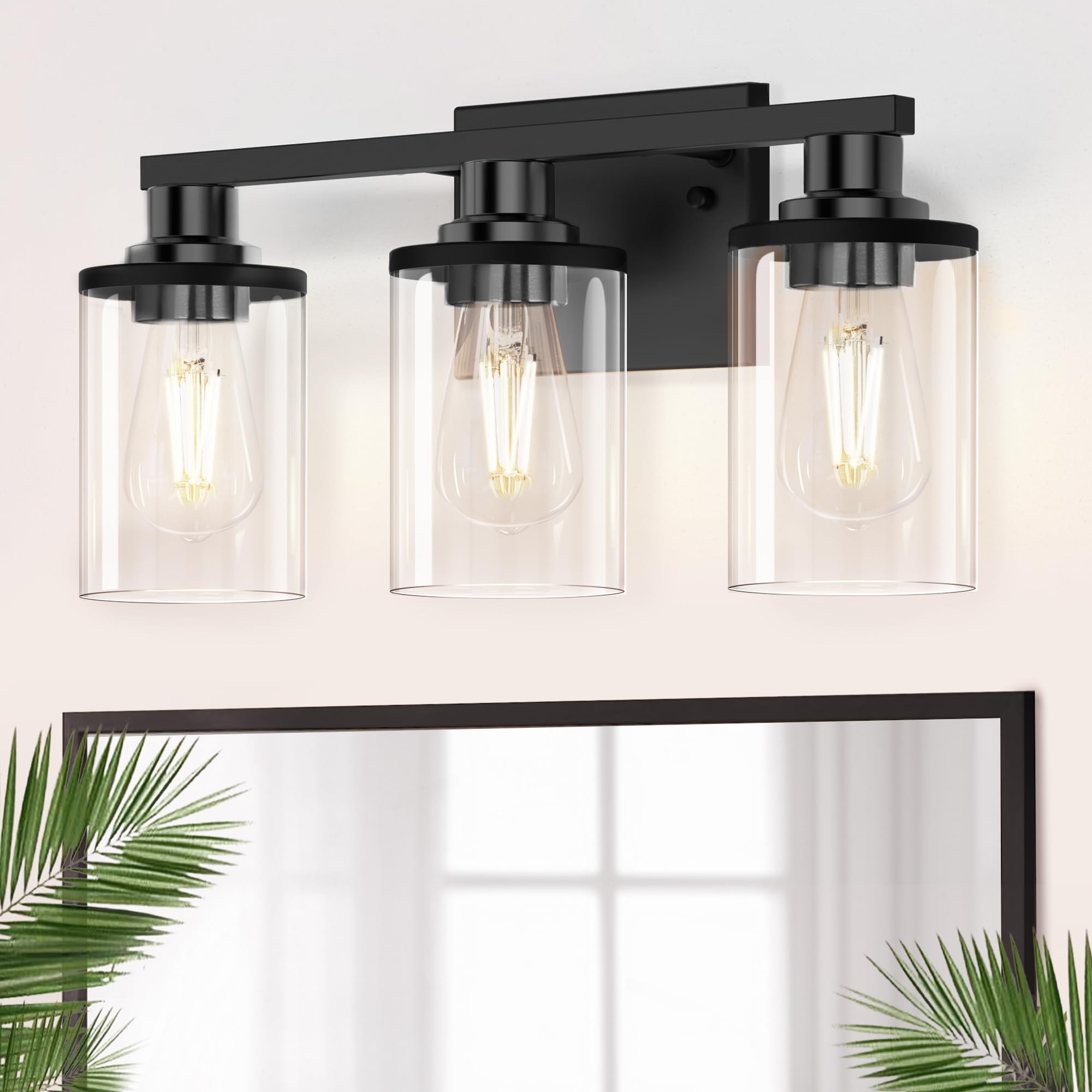 Vanity Light Over Mirror with Clear Glass Shade