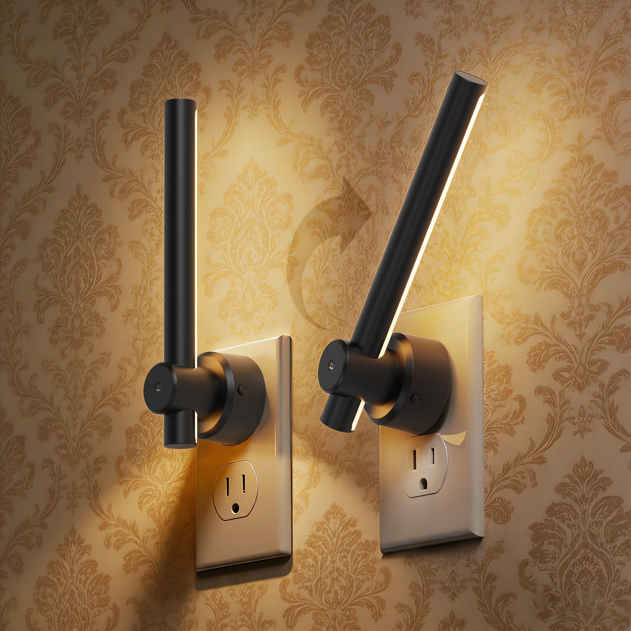 L LOHAS LED 330° Rotating Linear Modern Black Plug-in Night Light