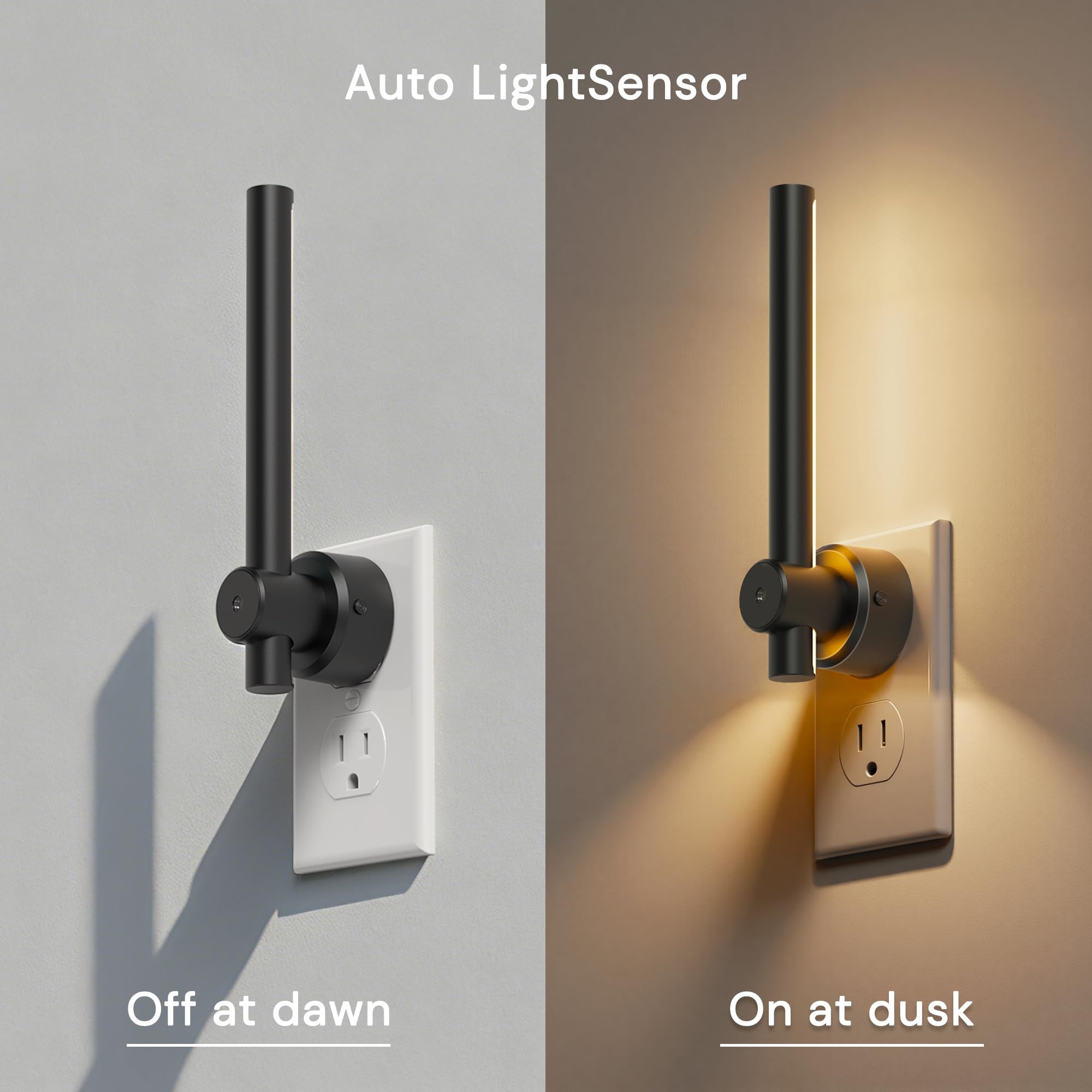 L LOHAS LED 330° Rotating Linear Modern Black Plug-in Night Light