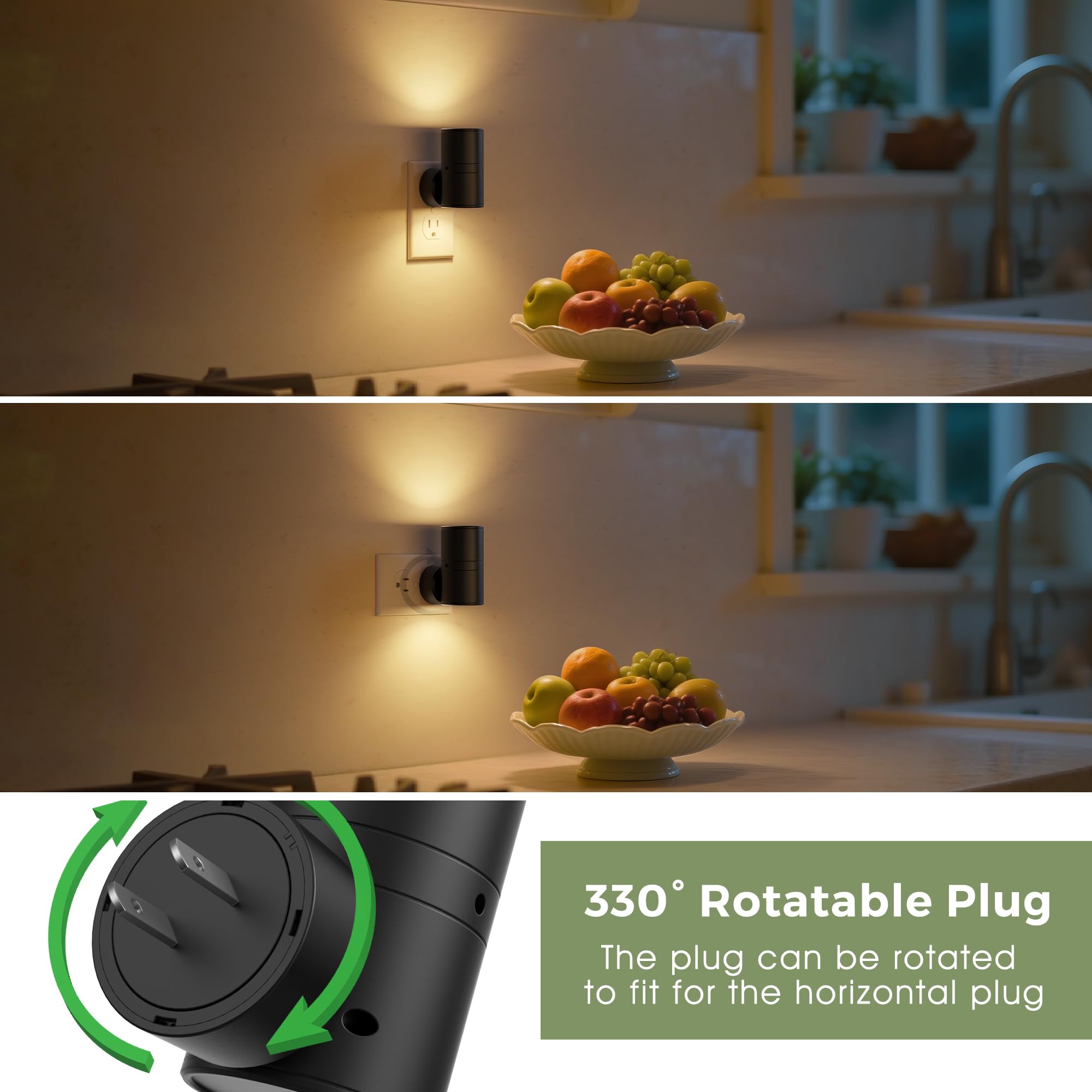 L LOHAS LED 5CCT Adjustable 330° Rotating Night Light – Plug-in Wall
