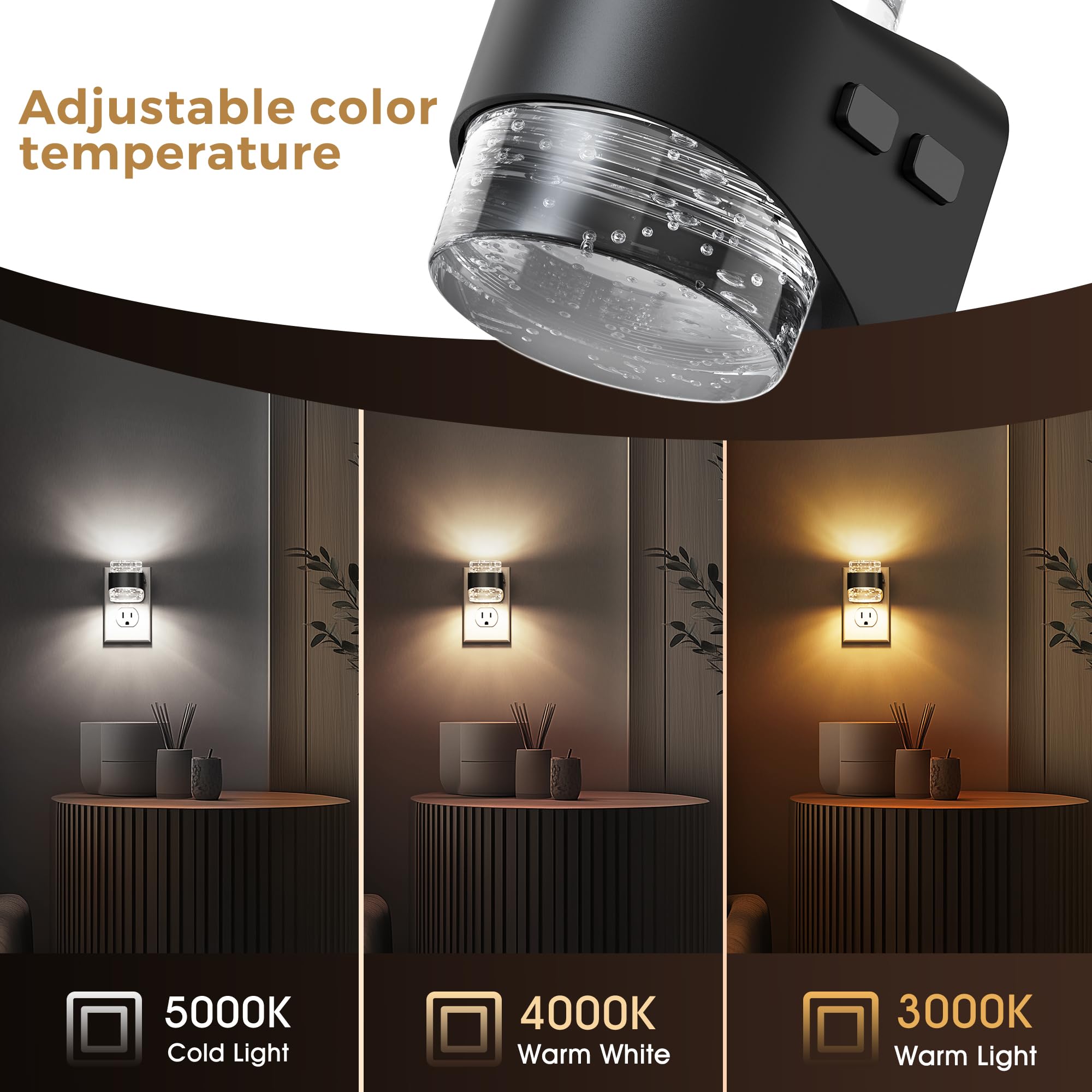 L LOHAS LED 3CCT Adjustable Bubble Night Lights Plug into Wall