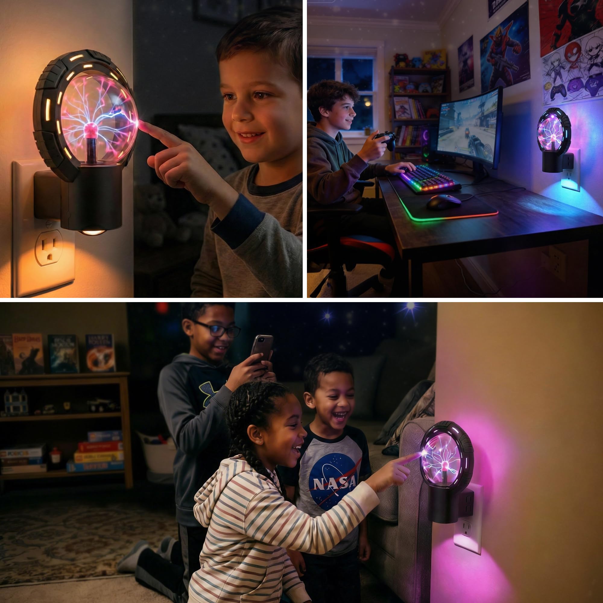 L LOHAS LED RGB Globe Plasma Plug-in Night Light