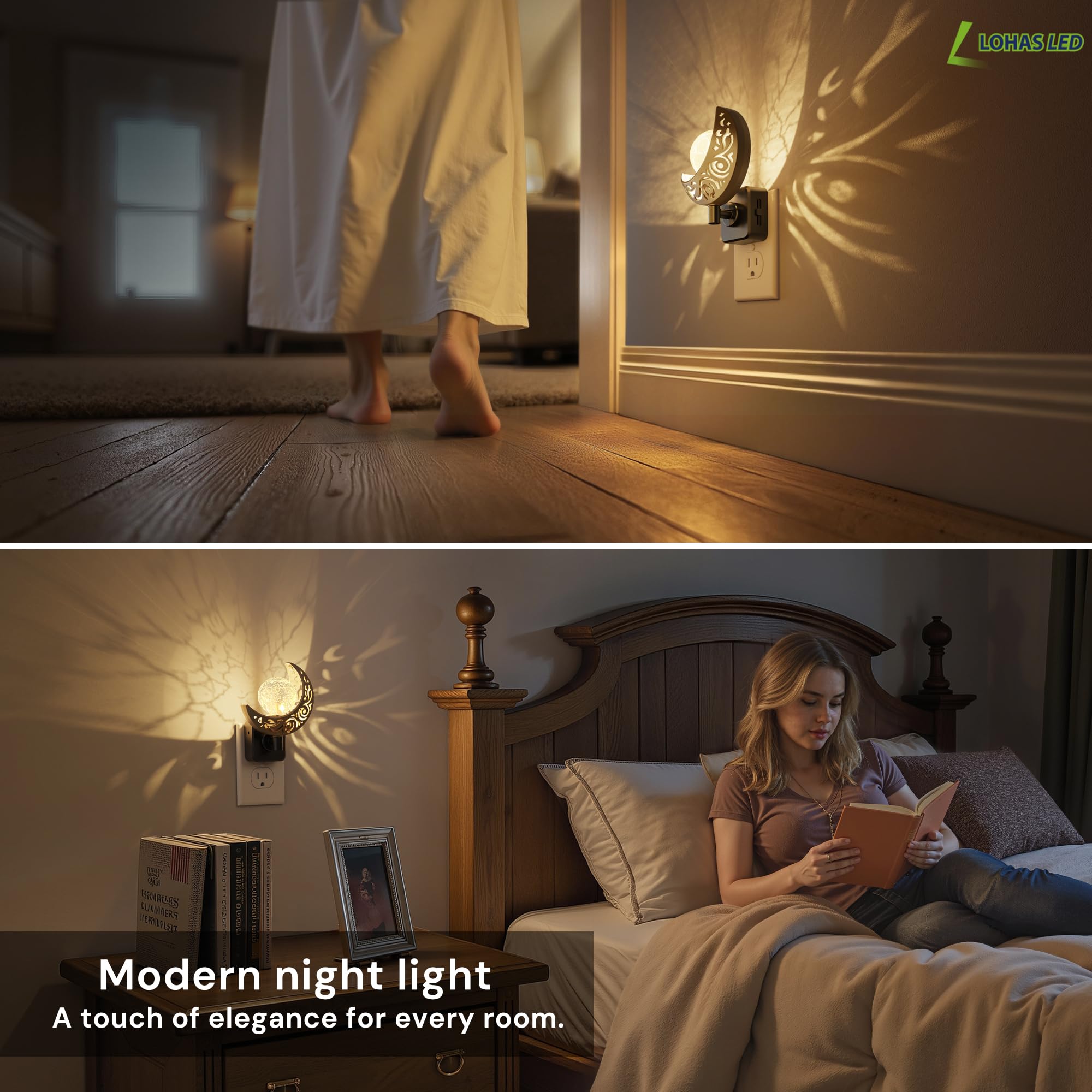 L LOHAS LED Moon Sphere Decor Plug-in Night Light