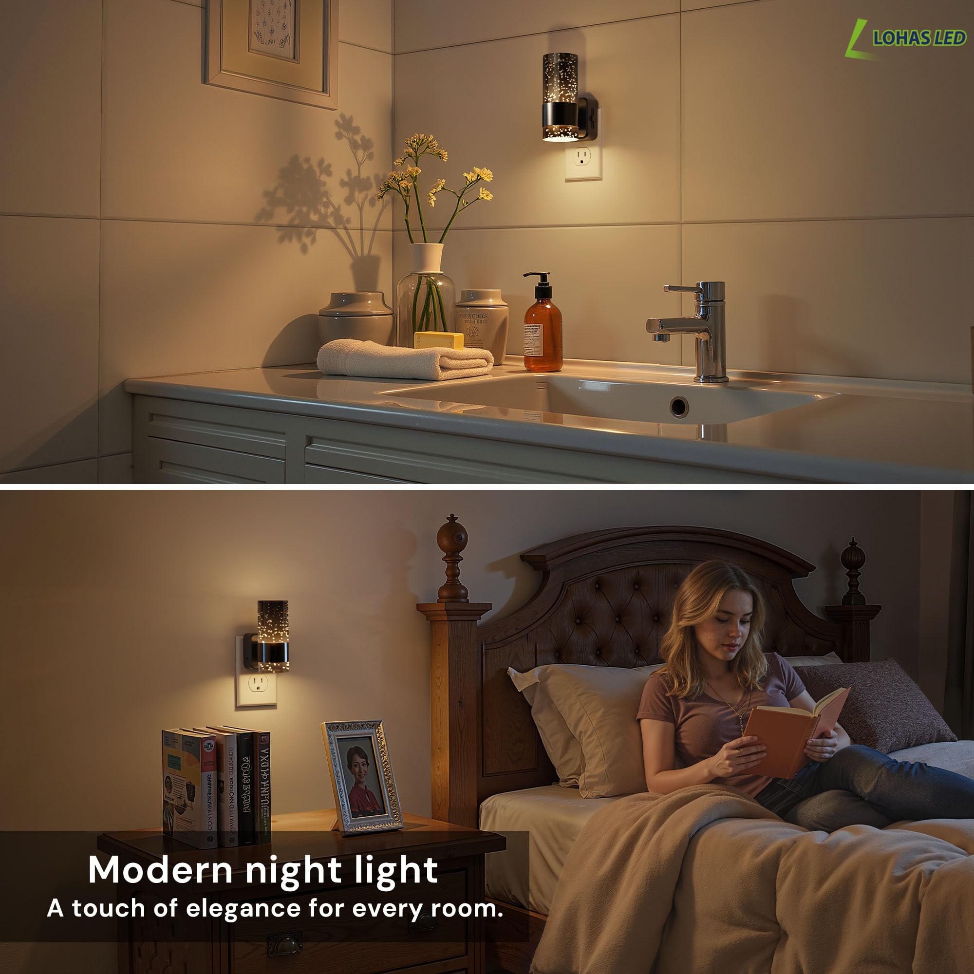 L LOHAS LED 2 Pack Gradient Black Acrylic Bubble Night Lights