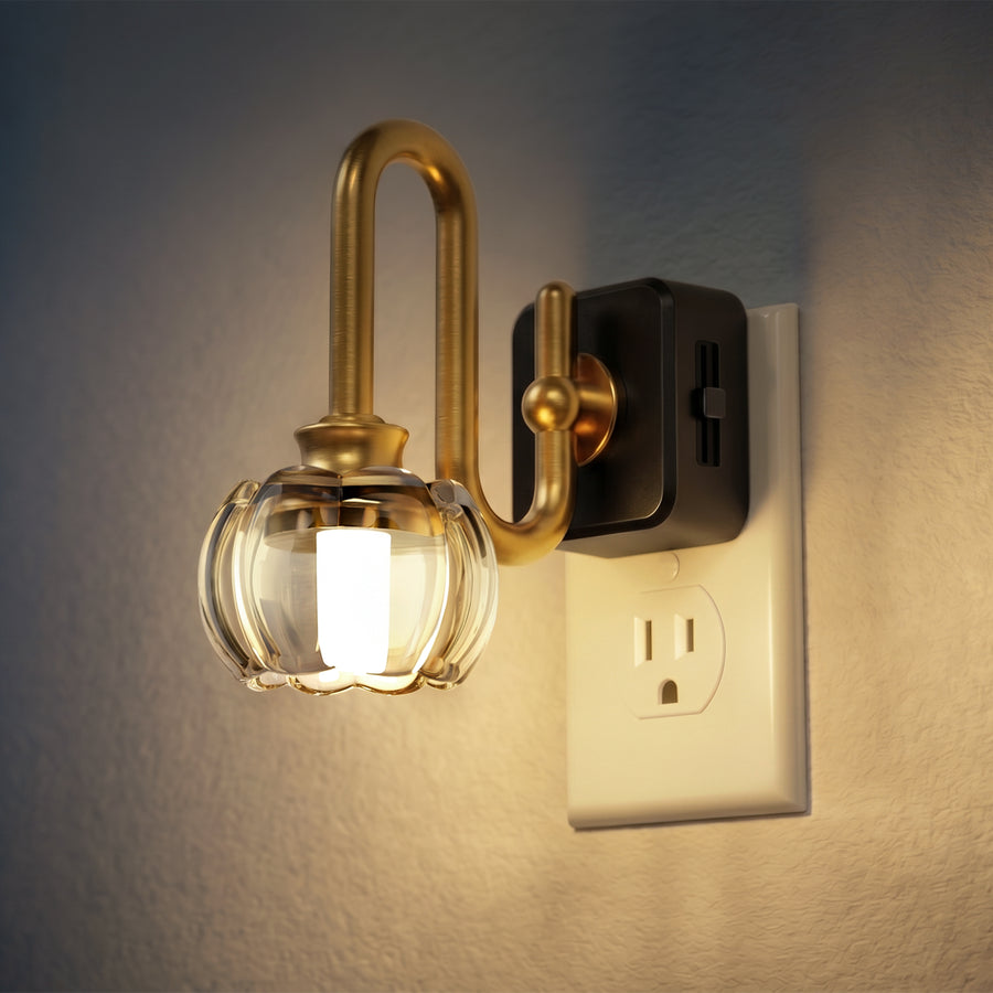 Glass Tulip/Pumpkin Plug-in Night Light - [lohasled]