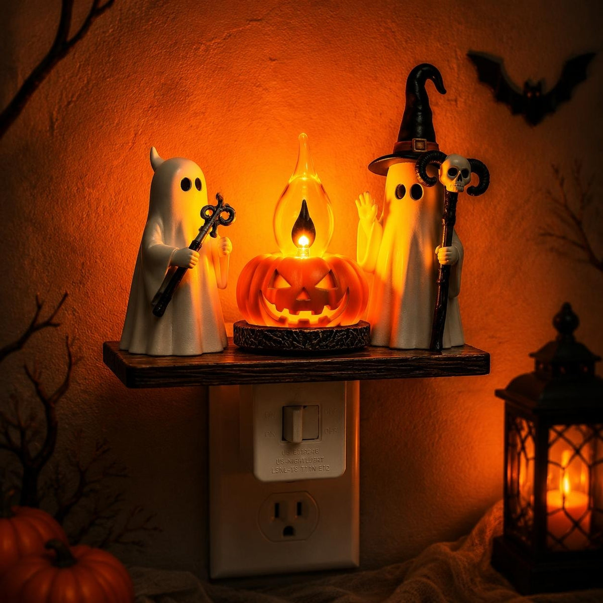 Halloween Ghost Campfire Plug-In Night Light