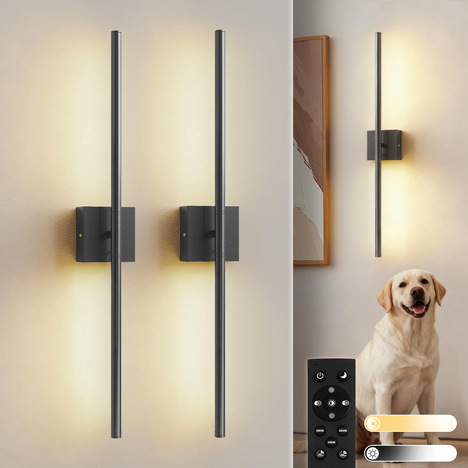 Wall Sconces Modern Line Shape, Battery Operated Wireless