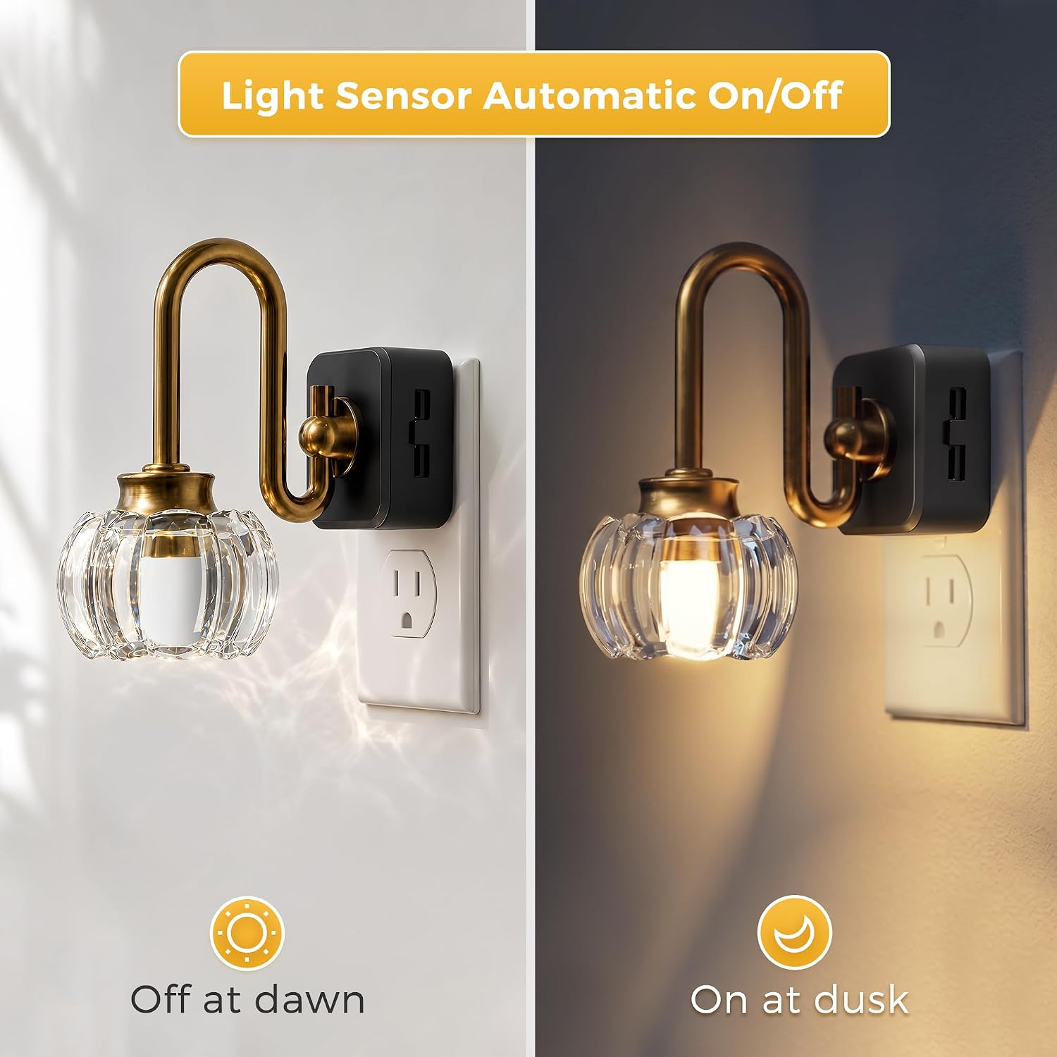 Glass Tulip/Pumpkin Plug-in Night Light - [lohasled]