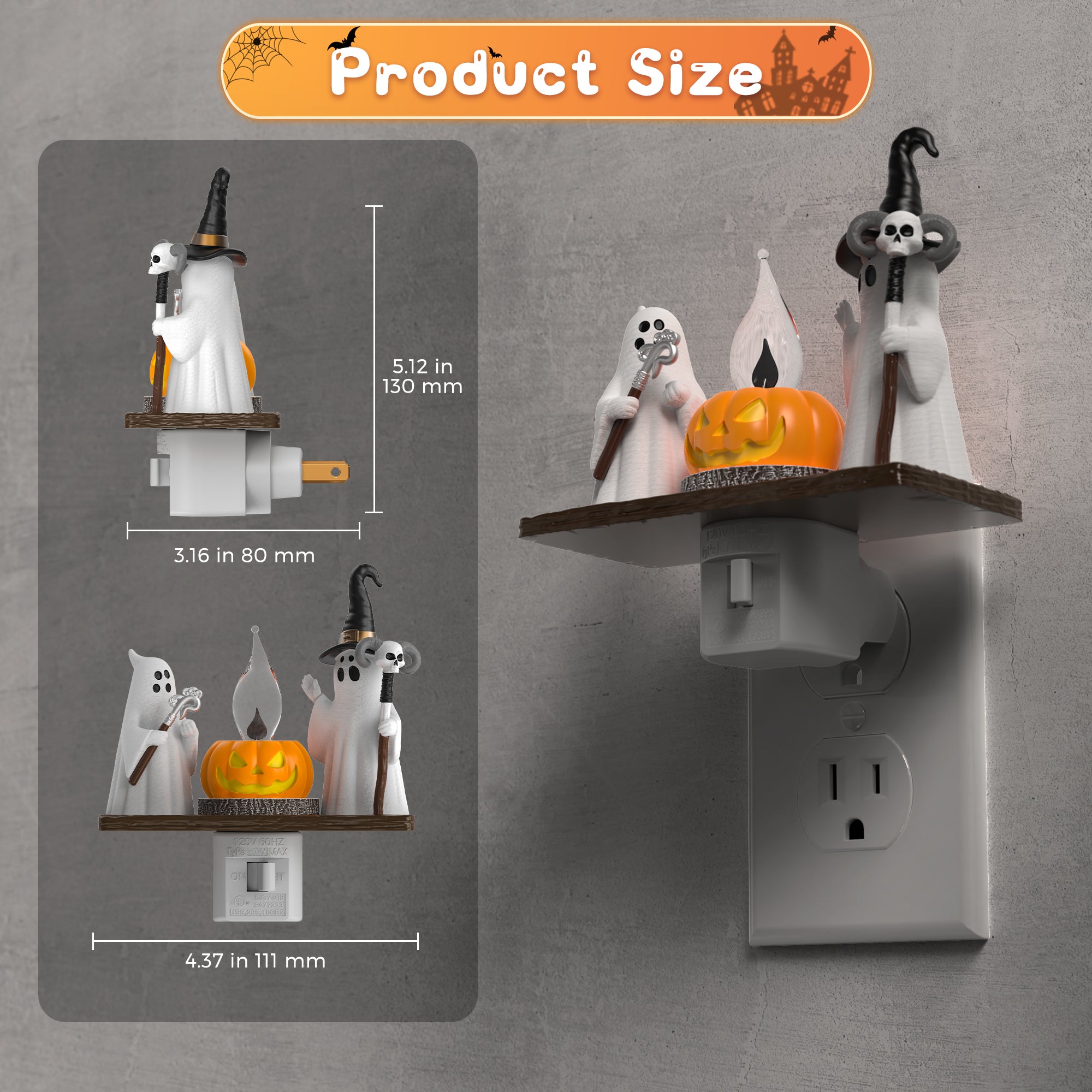 Halloween Ghost Campfire Plug-In Night Light