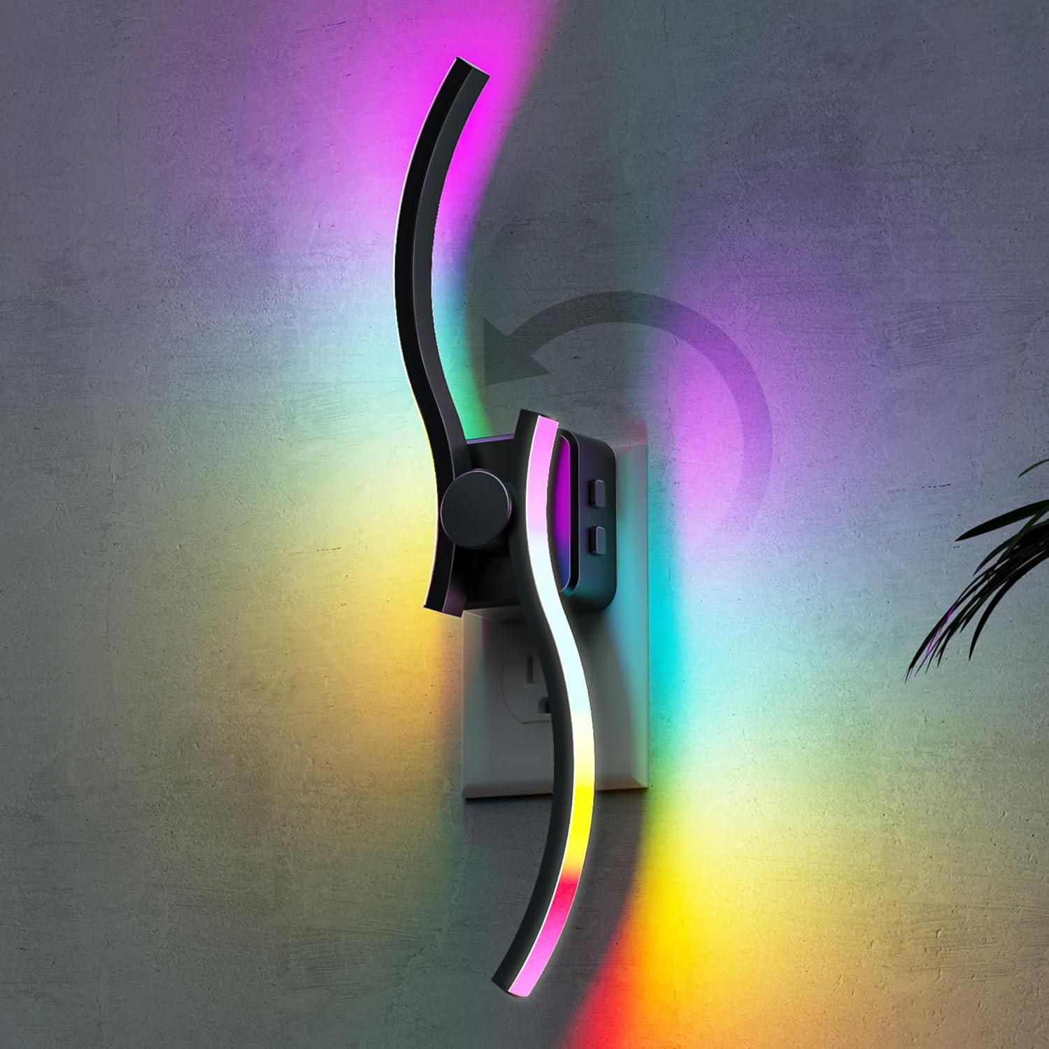 Night Light Wave Design, 1W RGB+Warm White, Color Changing, Plug-in Dusk to Dawn