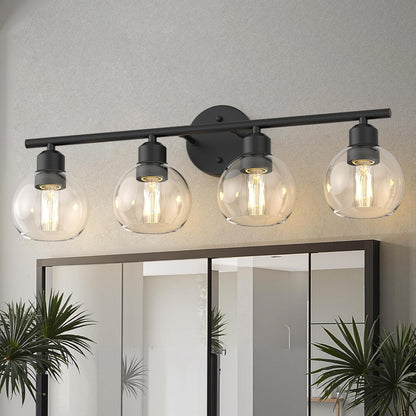 Vanity Light Fixtures with Clear Globe Glass Shades