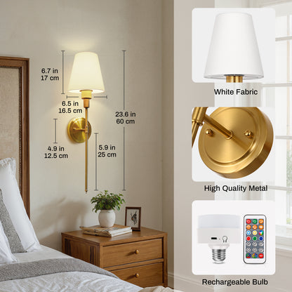 Wall Sconce Battery Operated, Gold with 15 Color Modes
