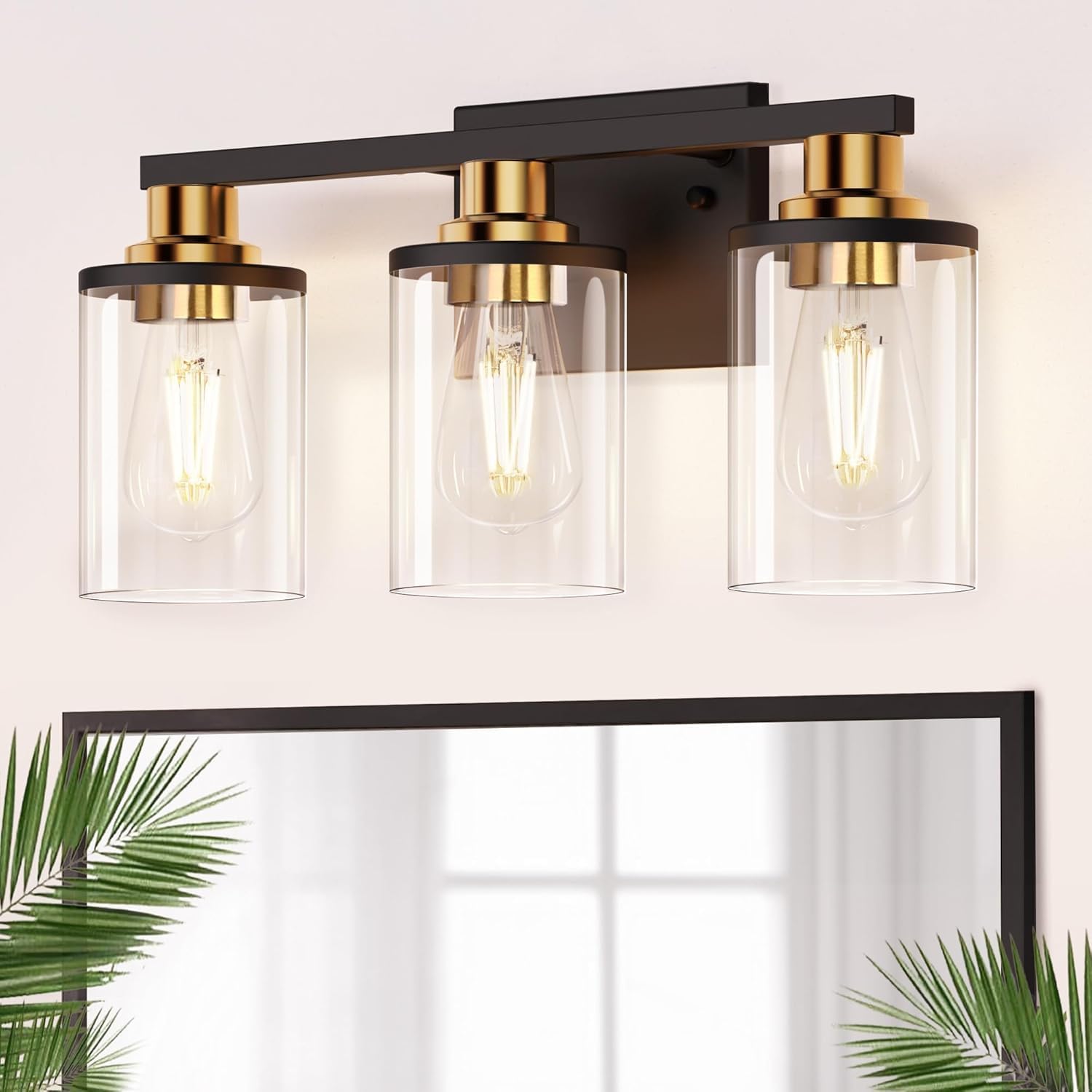 Vanity Light Over Mirror with Clear Glass Shade