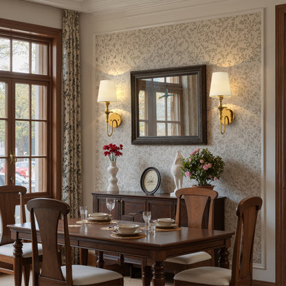 Classic Brushed Gold Wall Sconce with Fabric Shade
