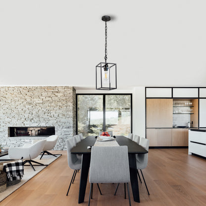 Black Square Chandelier with Clear Glass
