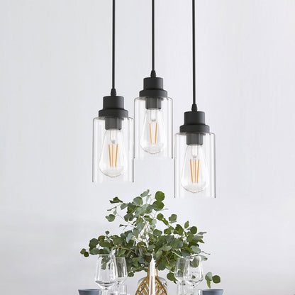 3-Light Ceiling light Fixture Black Vintage Cluster Hanging