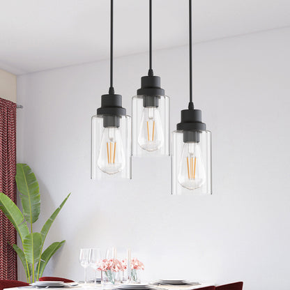 3-Light Ceiling light Fixture Black Vintage Cluster Hanging