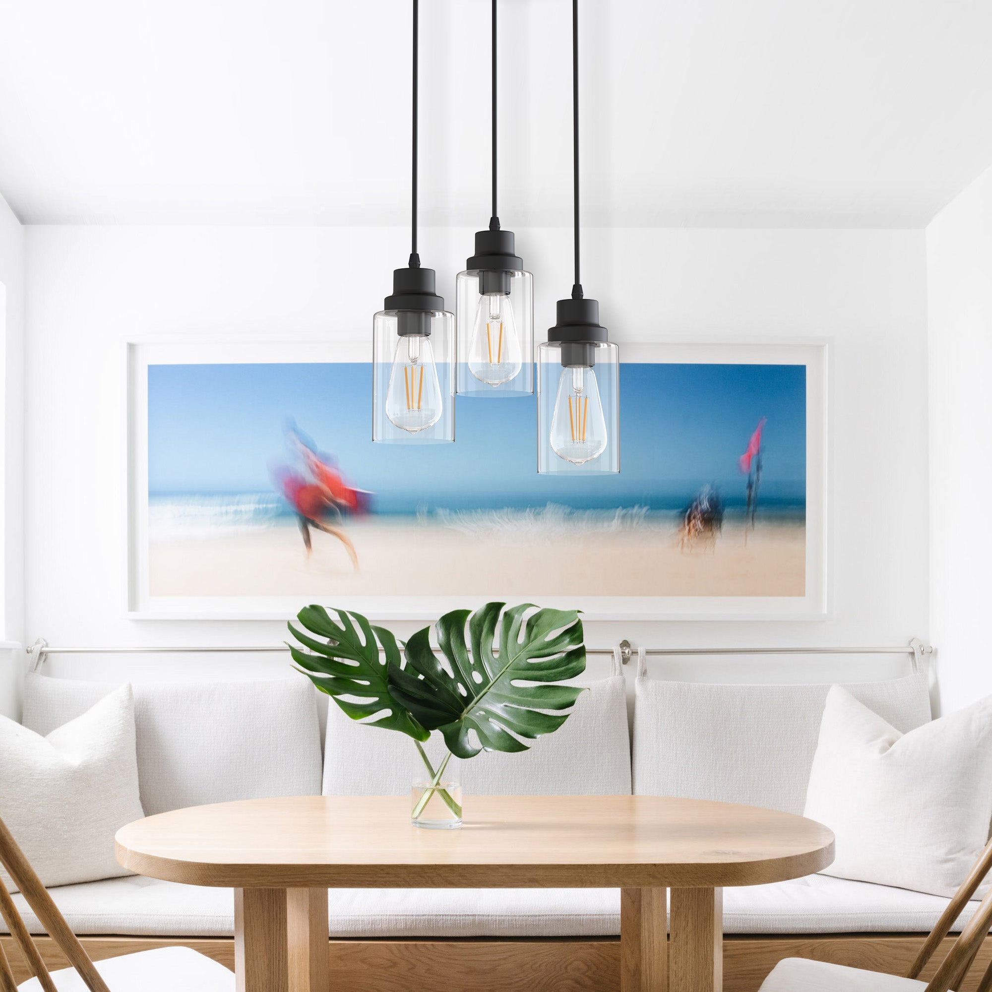 3-Light Ceiling light Fixture Black Vintage Cluster Hanging