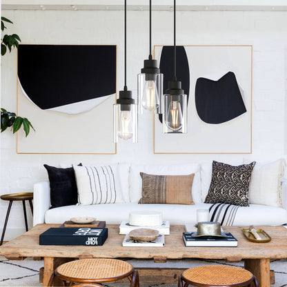3-Light Ceiling light Fixture Black Vintage Cluster Hanging