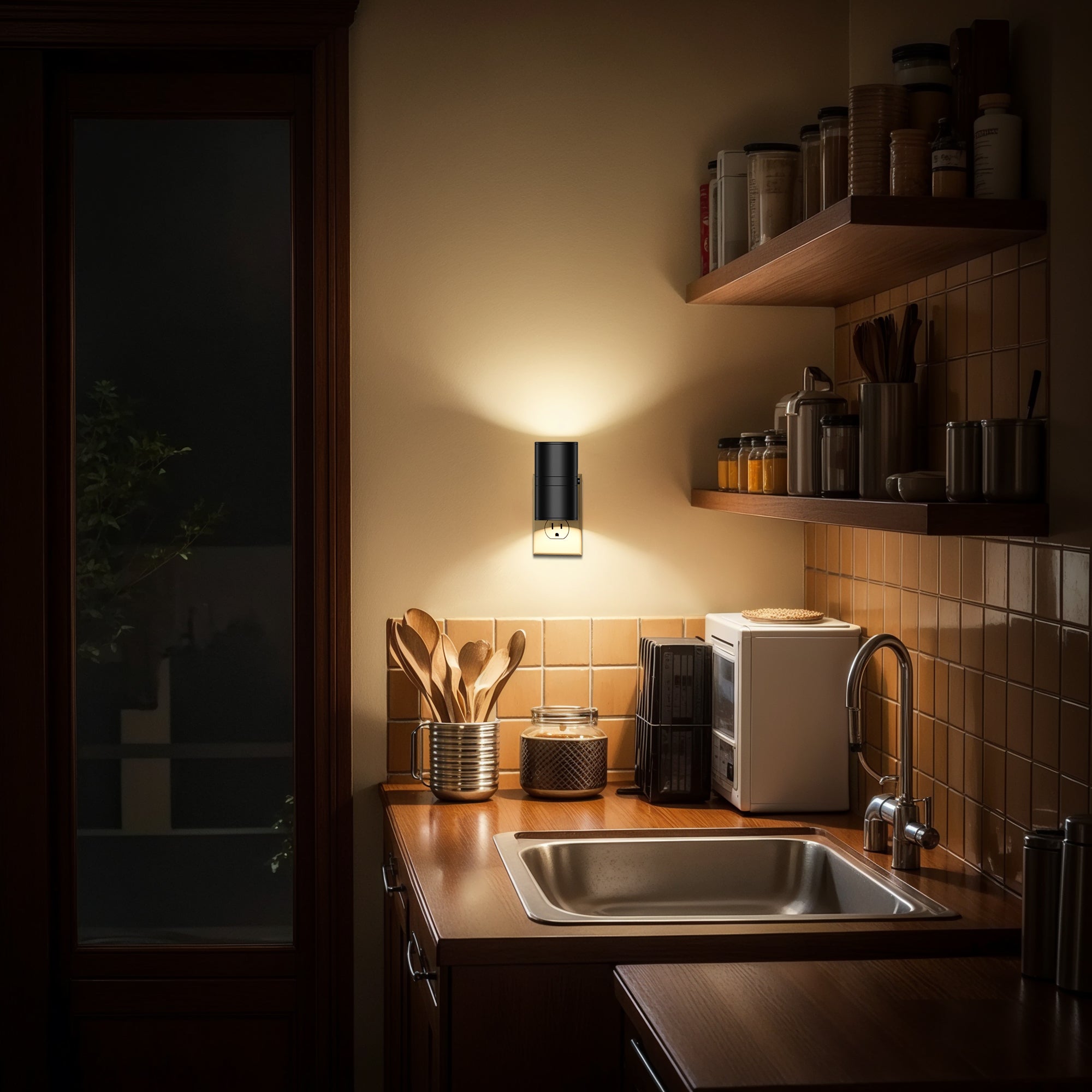 Plug-in Night Light Wall Sconce Style, 3000K Soft Light