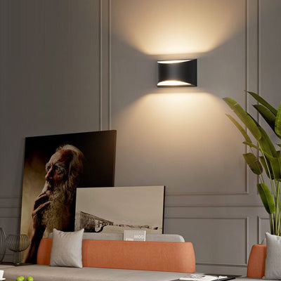 Black Modern Lantern Wall Sconce, Up and Down