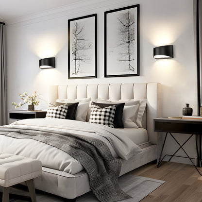 Black Modern Lantern Wall Sconce, Up and Down
