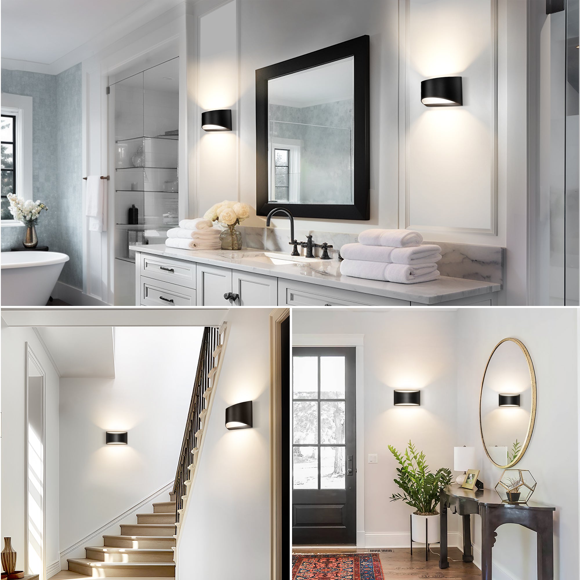 Black Modern Lantern Wall Sconce, Up and Down