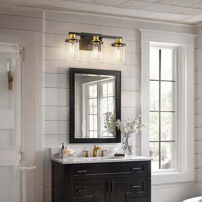 Vanity Lights Black and Clear Glass Shade