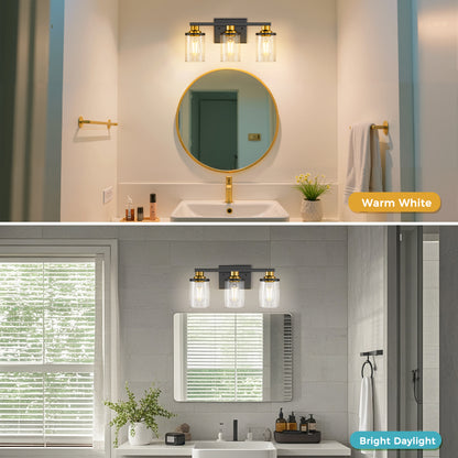 Vanity Light Over Mirror with Clear Glass Shade