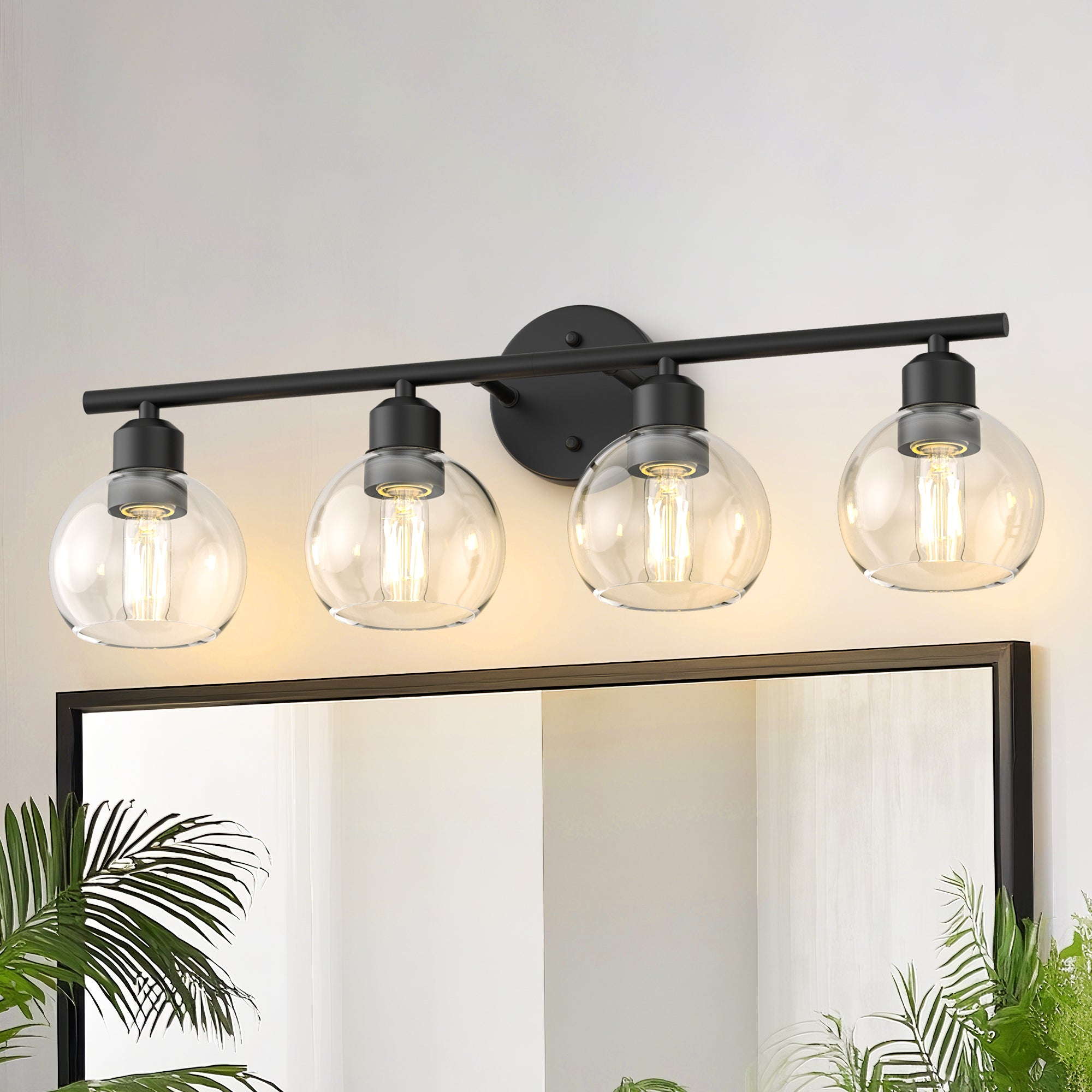Vanity Light Fixtures with Clear Globe Glass Shades