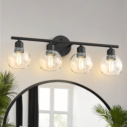 Vanity Light Fixtures with Clear Globe Glass Shades