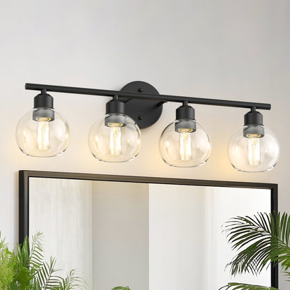 Vanity Light Fixtures with Clear Globe Glass Shades