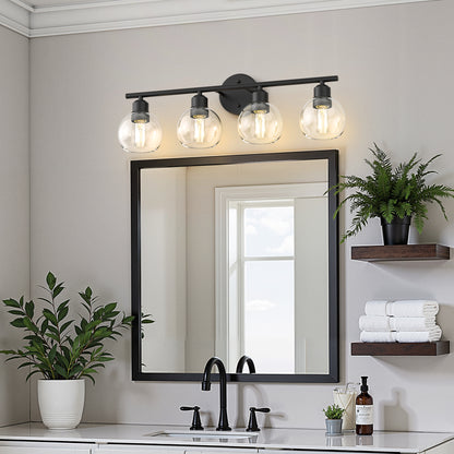 Vanity Light Fixtures with Clear Globe Glass Shades