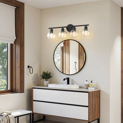 Vanity Light Fixtures with Clear Globe Glass Shades