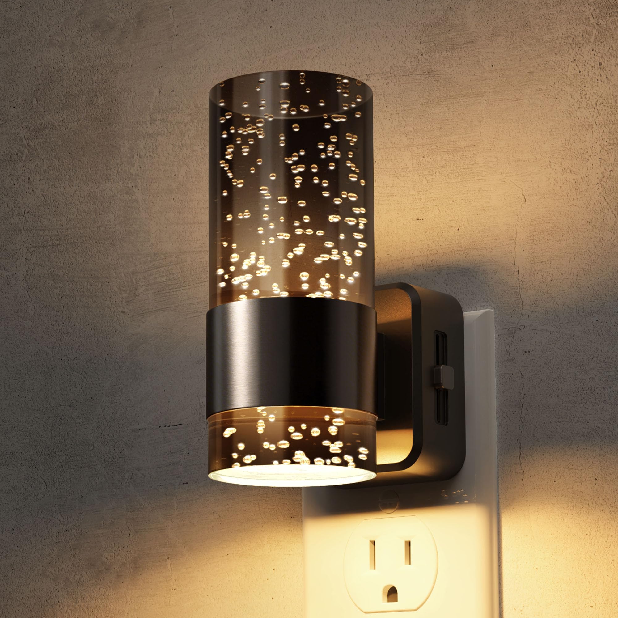 L LOHAS LED Gradient Black Acrylic Bubble Night Light, 0-100 LM, 3000K Plug in
