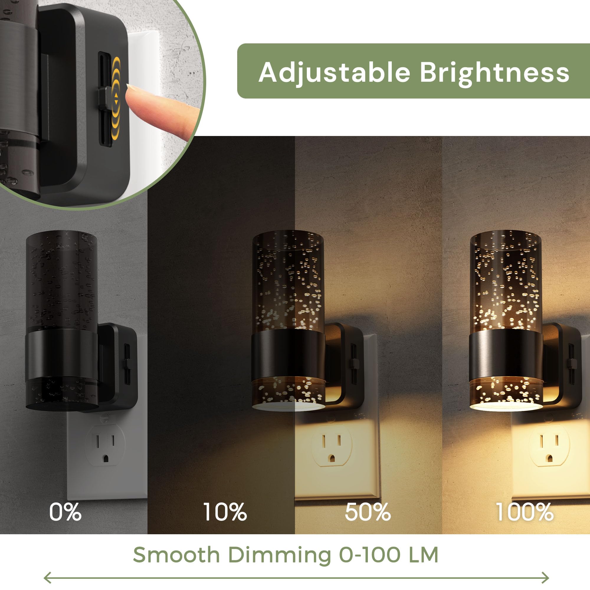 L LOHAS LED Gradient Black Acrylic Bubble Night Light, 0-100 LM, 3000K Plug in