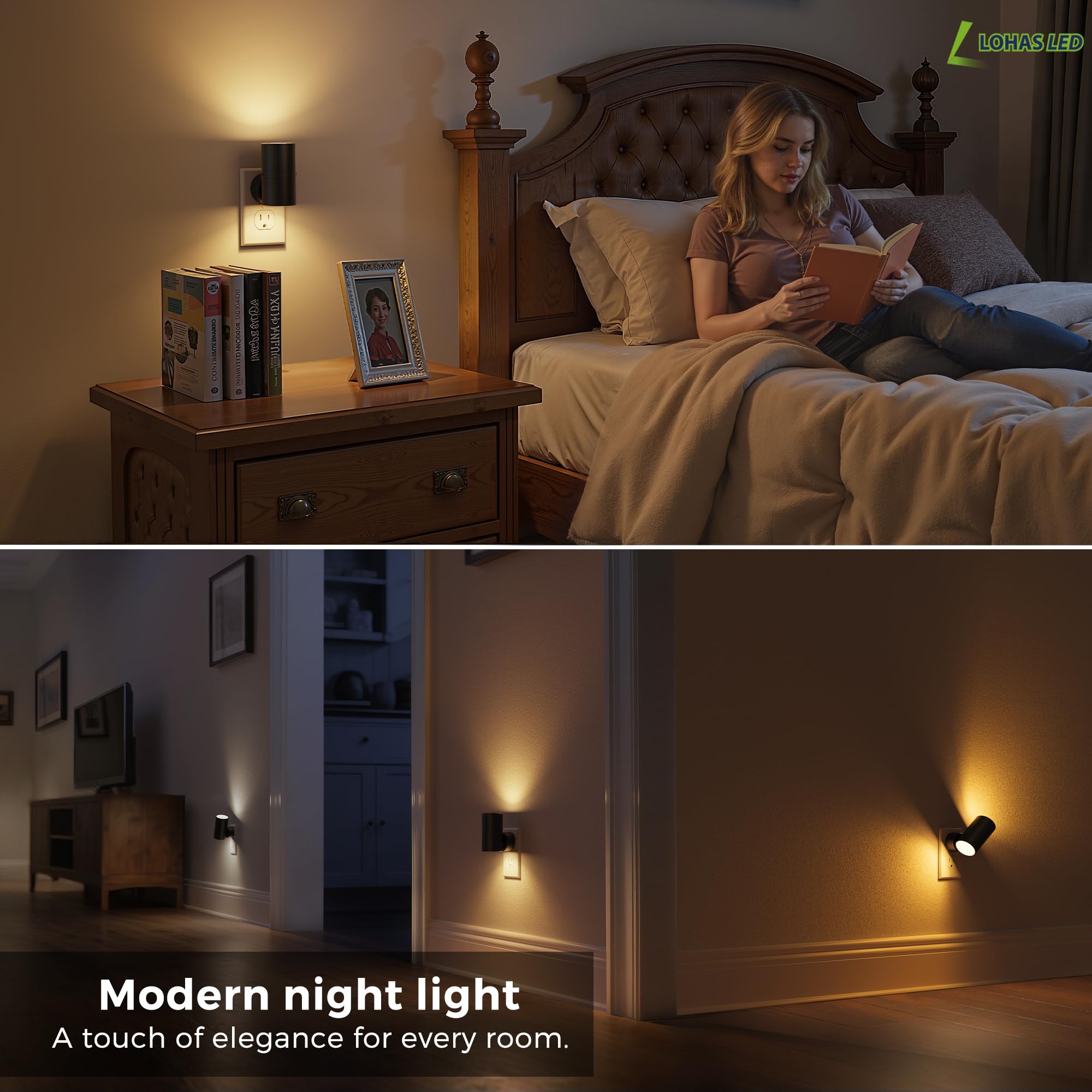 L LOHAS LED 5CCT Adjustable 330° Rotating Night Light – Plug-in Wall