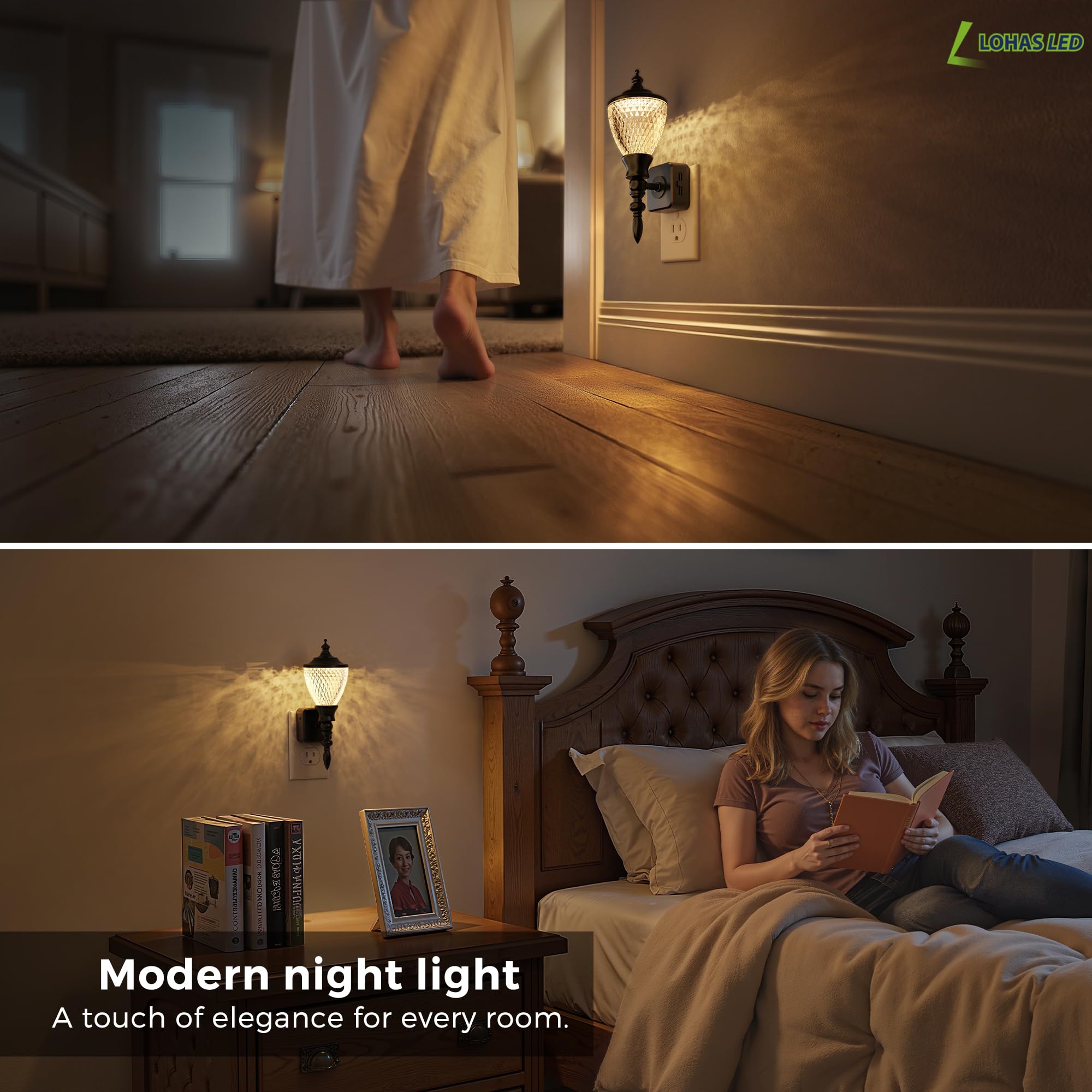 L LOHAS LED Vintage Farmhouse Night Lights Plug into Wall