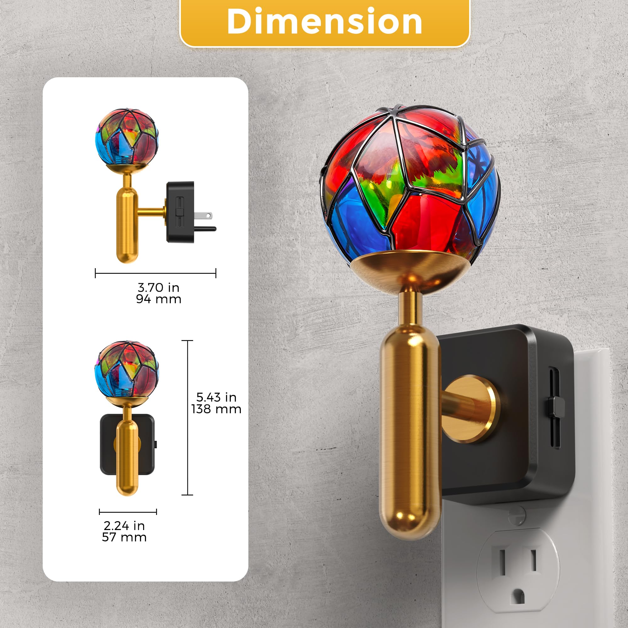 L LOHAS LED Vintage Stained Glass Night Light Plug in with 0-100% Stepless Dimming