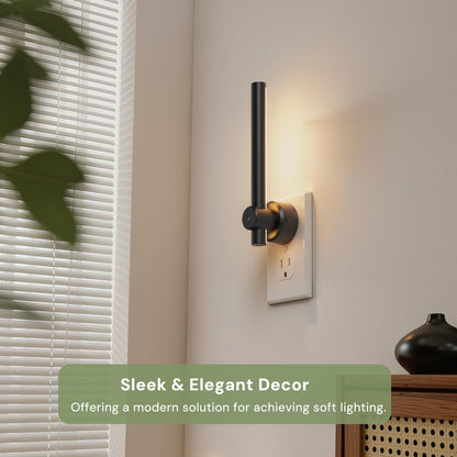 L LOHAS LED 330° Rotating Linear Modern Black Plug-in Night Light